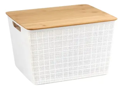 Caixa com Tampa de Bambu 18L